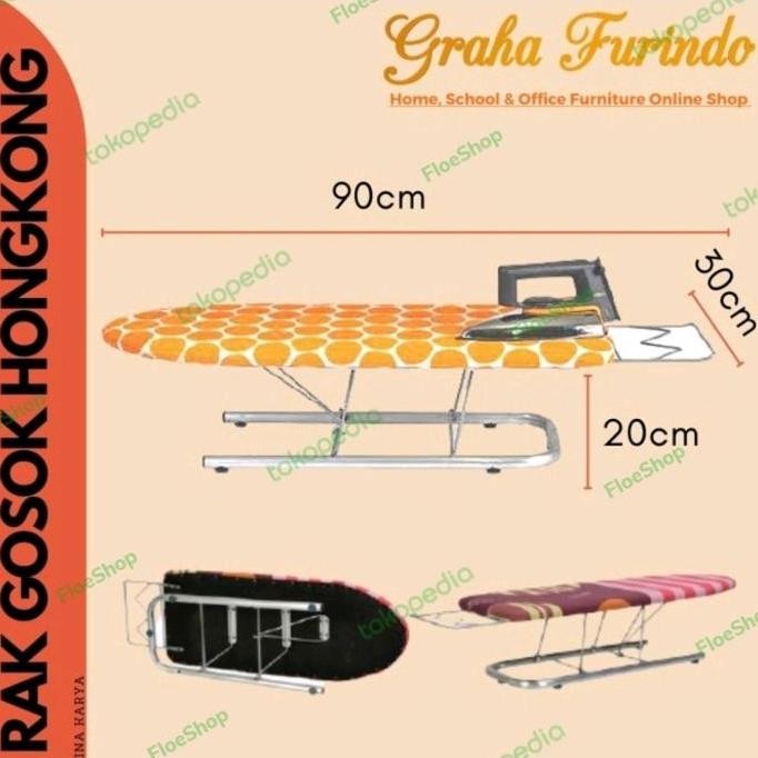 Bina Karya Meja Setrika Lipat Duduk Lesehan/Rak Gosok Lipat Alumunium
