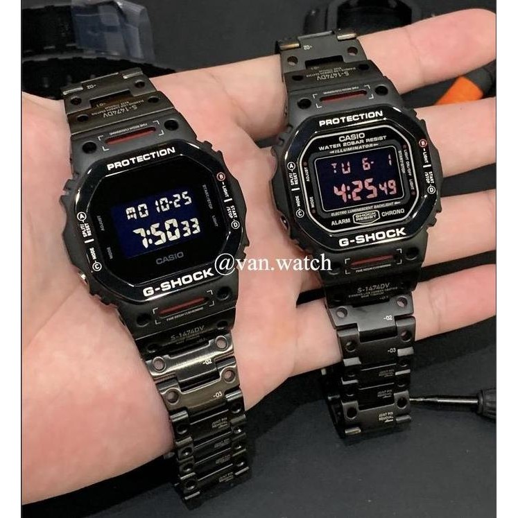 Ready  Casio Gshock DW 5600BB DW 5600MS Original Custom Steel Virtual Armor