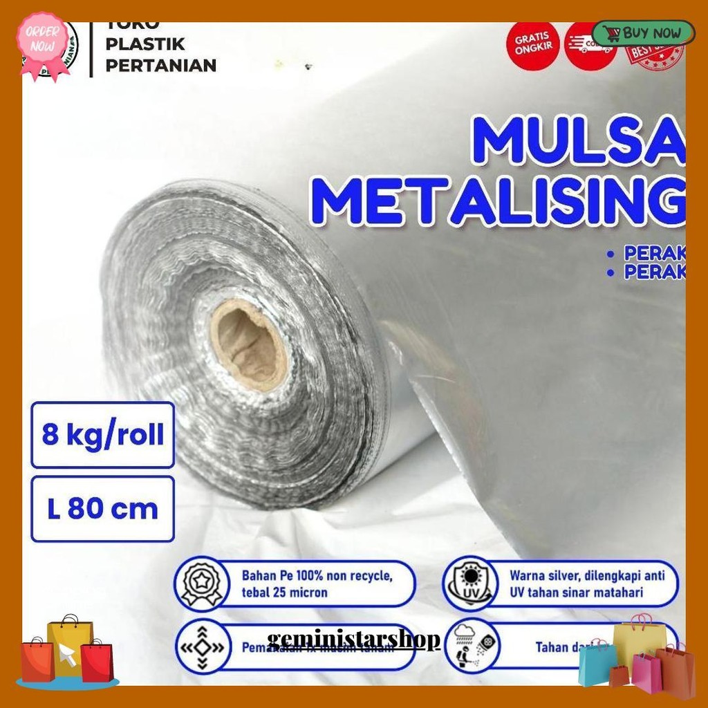 Plastik Mulsa Perak 1 Roll 8 Kg Mulsa Grenjeng Lebar 80 Cm Terlaris