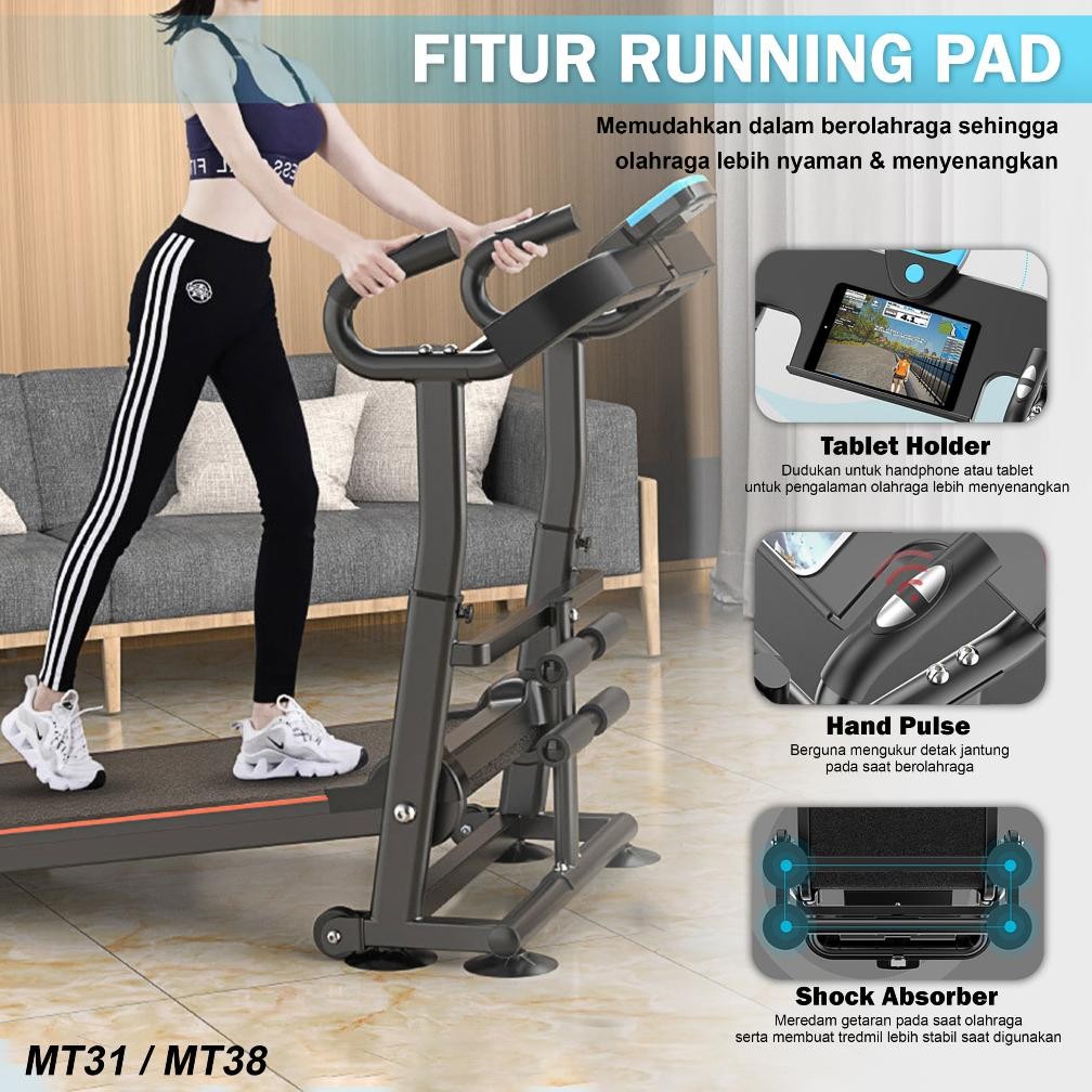 TWEN MT31 MT38 Treadmill Tanpa Listrik Treadmill Manual Treadmill Multifungsi Treadmill Lipat Alat O