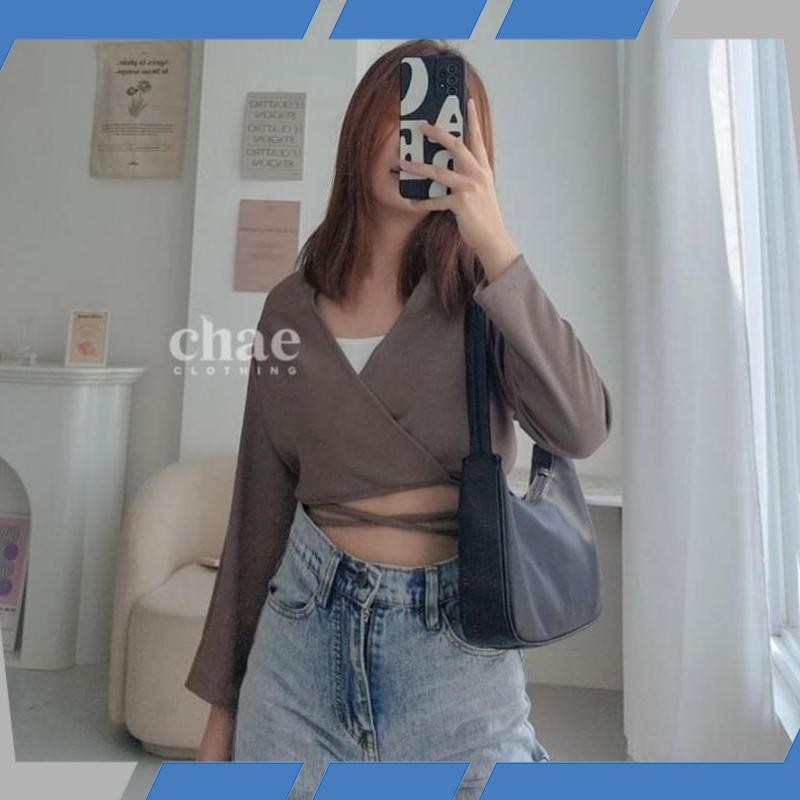 Termurah Yuna Wrap Top / Knit Crop Top / Crop Tied Top / Wrapped Top / Knit Wrap Top / Tied Top / Ti