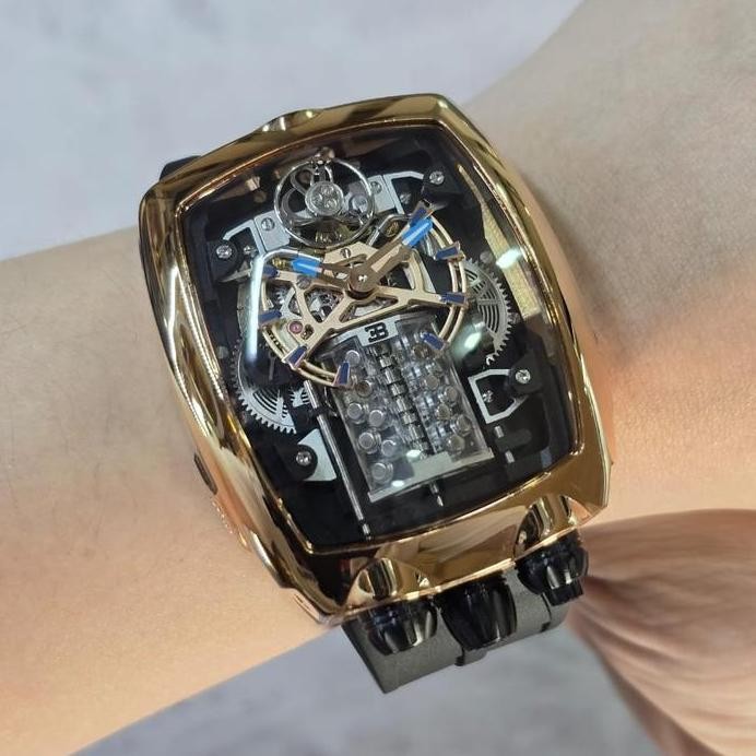 Ready  Jam tangan Automatic Swiss JACOB & CO Bugatti Chiron Rosegold Sapphire