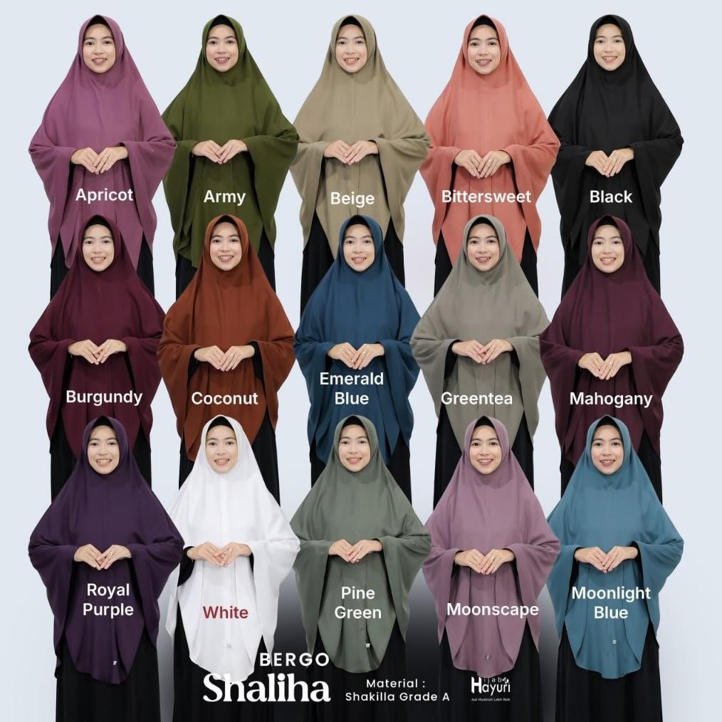 Bergo SHALIHA  jilbab hijab instan syar'i syari jumbo ORI HAYURI HIJAB OFFICIAL