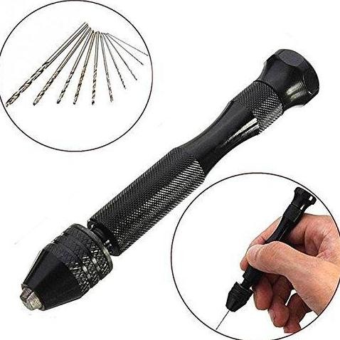 Bor Tangan Manual Mini Hand Drill Dengan 10 / 25 Mata Bits Hss Untuk Kayu Besi Kerajinan Diy