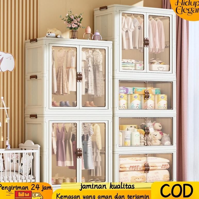 lemari lipat untuk baju lemari penyimpanan barang lemari pakaian anak lemari anak plastik  lemari ba