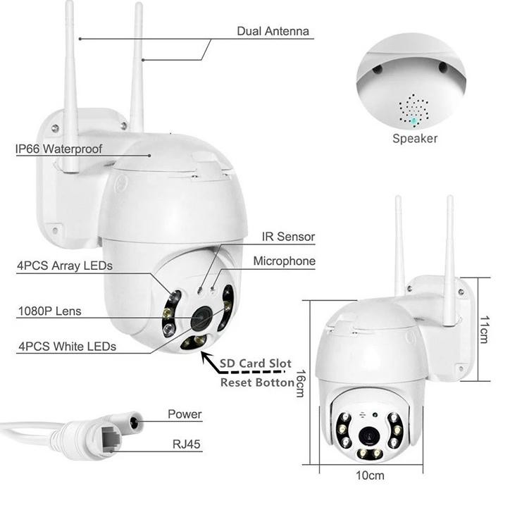 Pilih Lokal Ukd-23 Allger Cctv V380 Pro Kamera Hd 1080P Wifi Satu Paket Lengkap Dual Lens Outdoor Wa