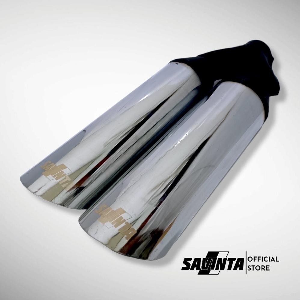 Savinta Knalpot Racing Mobil Cabang BMR Doble Chrome Bass Bulat