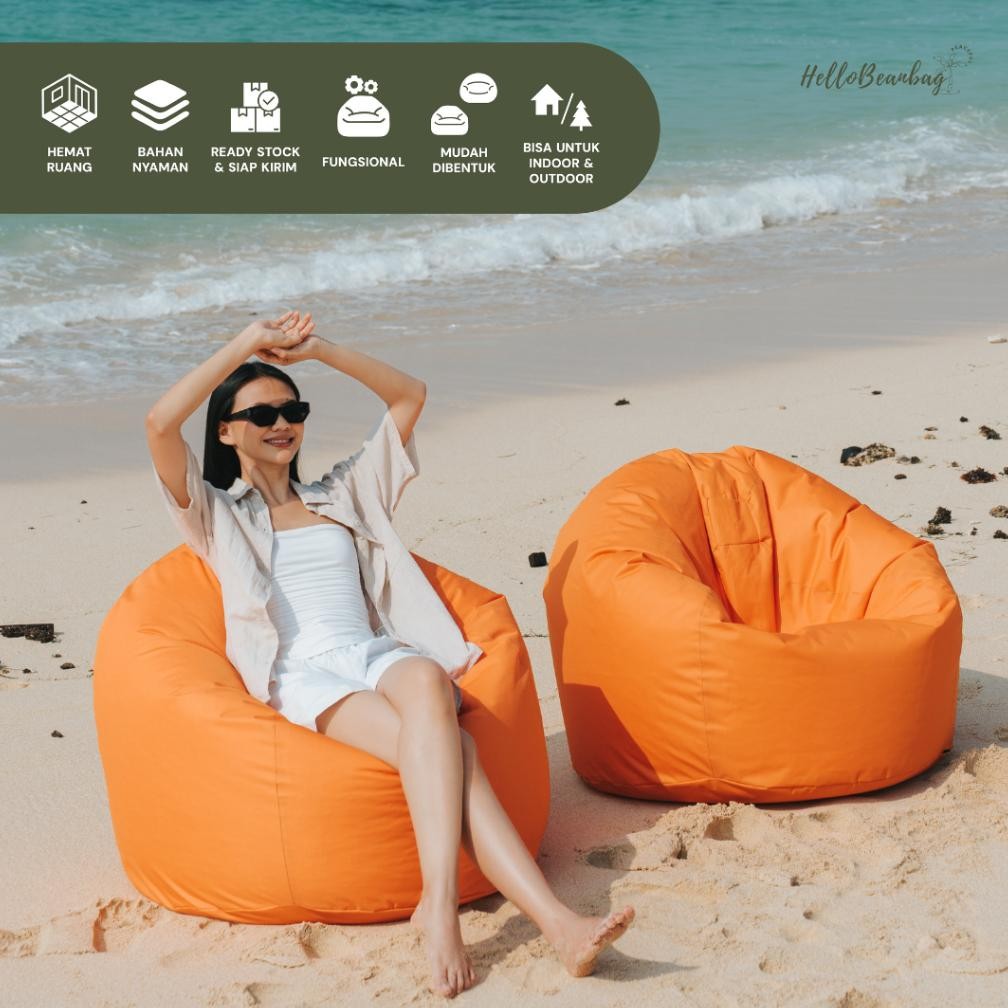 BEANBAG bulat TERMASUK Isi Bean bag Oval Size Jumbo sofa santai WATERPROOF Siap PAKAI Kursi Lesehan 