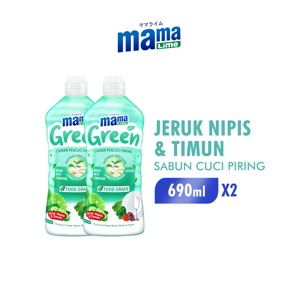 Mama Lime Sabun Cuci Piring Green Botol 690 ml x2