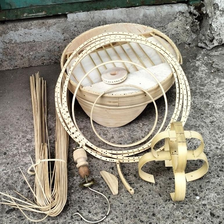 SANGKAR CUNGKOK BULAT BIASA (D27,D29) AMBRUKAN SIAP RAKIT SANGKAR KENARI FULL BAMBU