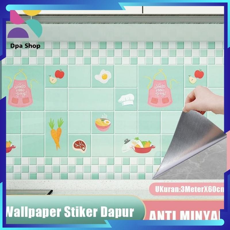 Bisa COD Stiker Dinding Anti Minyak 60cm x 3meter Stiker Dinding Dapur Kamar Mandi Wallpaper Stiker 