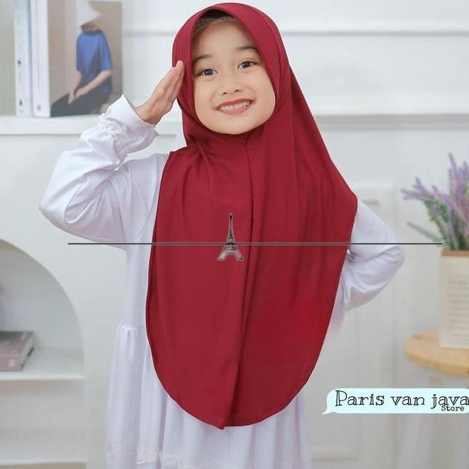 (Good) Bergo Hamidah Pinguin Instan Sekolah Jersey Umur 5 - 10 Tahun | Hijab Jilbab Instan Bergo Ham
