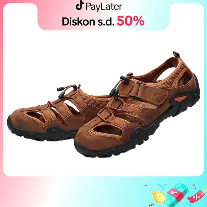 LOULUEN Sepatu gunung pria sandal kulit pria sandal kulit pria original Sepatu sandal gunung Sepatu 