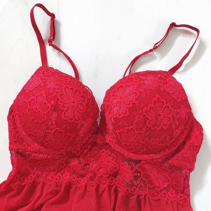 H&M RED LINGERI PUSH UP DRESS TIDUR SEXY (victoria secret lasenza hm