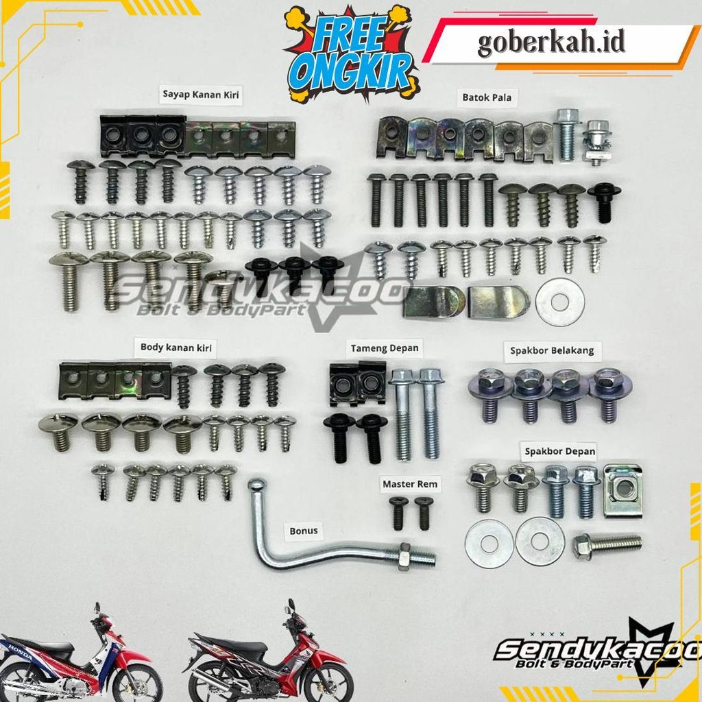 Baut Supra X 125 Full Set / Baut Honda Supra X 125 Batman Full Set / Baut Supra X 125 Lama Original 