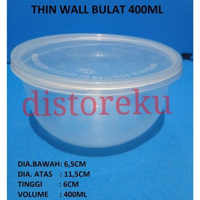 (Best) thinwall mangkok plastik tahan panas + tutup 400ml