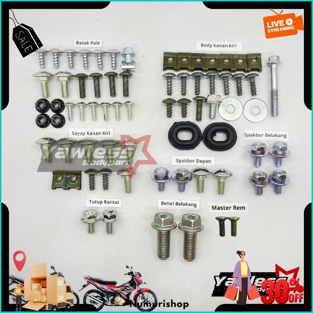 Baut Suzuki Satria Fu 150 Full Body / Baut Satria Fu 150 Full Set Original Produk