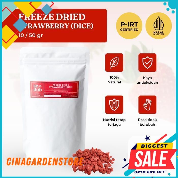 CAMILAN BUAH STRAWBERRY KERING BEKU / FREEZE DRIED STRAWBERRY FRUIT PURE HEALTHY SNACK / FREEZE FRUI