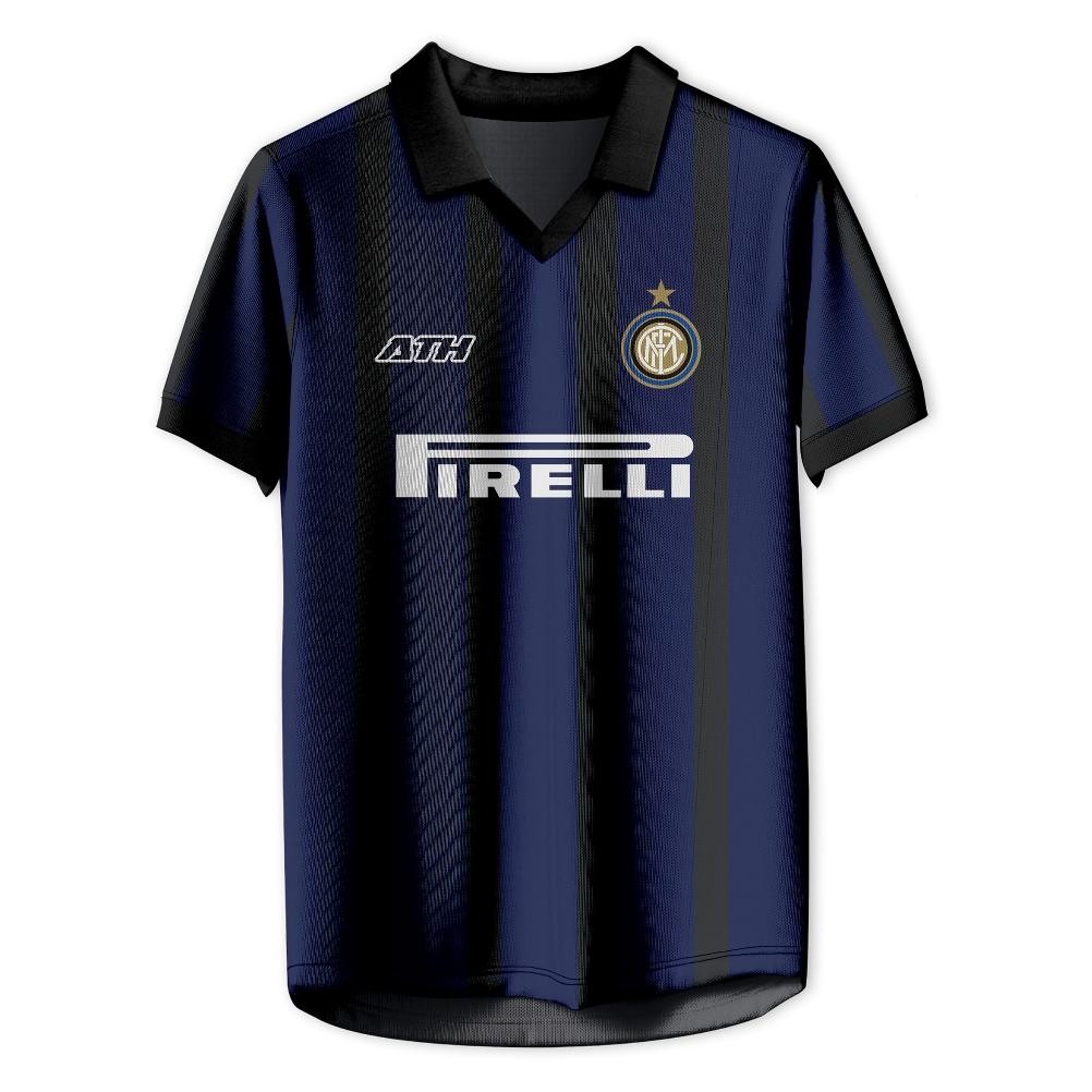 ATHLETIC SPORTWEAR - Jersey Vintage Bola Fantasy Inter Milan Home 2013-14 Fullprinting Casual - Atas