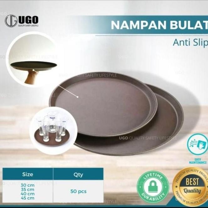 (Best) UGO Nampan Baki Saji Tray Bulat Polos Plastik Bulat round anti slip