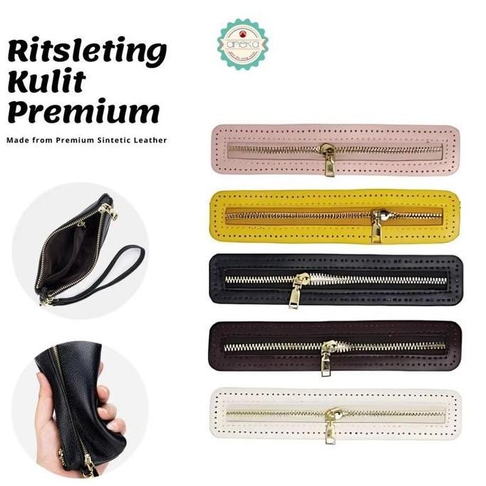 

Produk Unggulan] ANEKA - Ritsleting Kulit Tas Dompet Premium / PU Leather Metal Zippers Handbag Sewing Zip Frame with Hole / DIY Bags, Craft Accessories