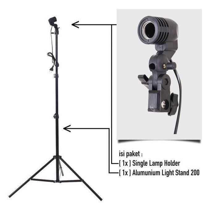 Tripod / Light Stand Dengan Lamp Holder E27 | Perlengkapan Studio Foto