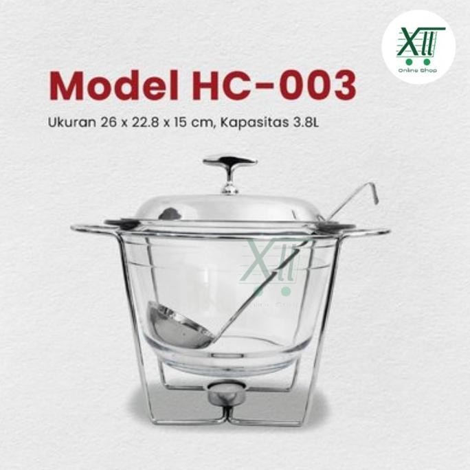 Happy Call Hc~003 Glass Bowl Food Warmer 3,8 Liter With Stainless Steel Lid Penghangat Makanan Mangk