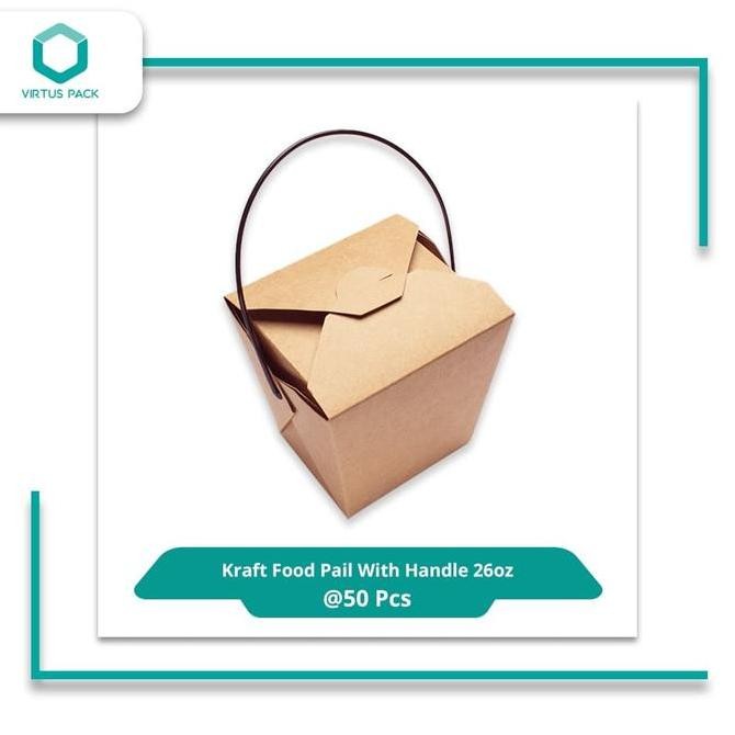 Virtuspack/Eco Friendly/Mangkok Kertas/Kraft Food Pail Handle26Oz/50Pc