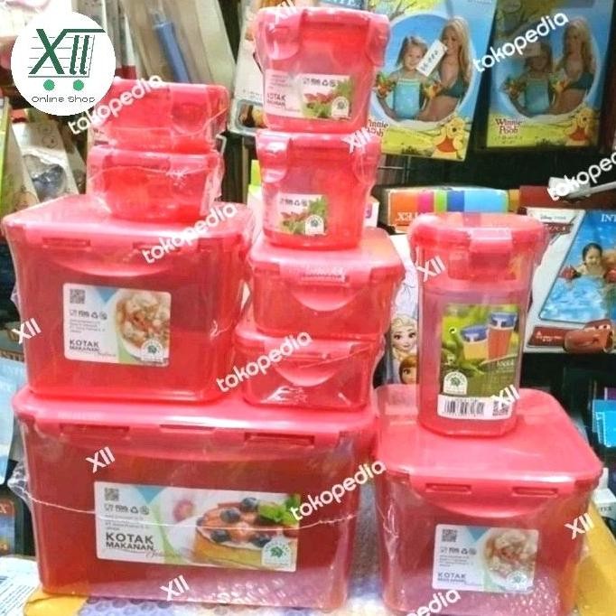 Green Leaf Lock 4 Set 10 Pcs Food Container Toples Snack