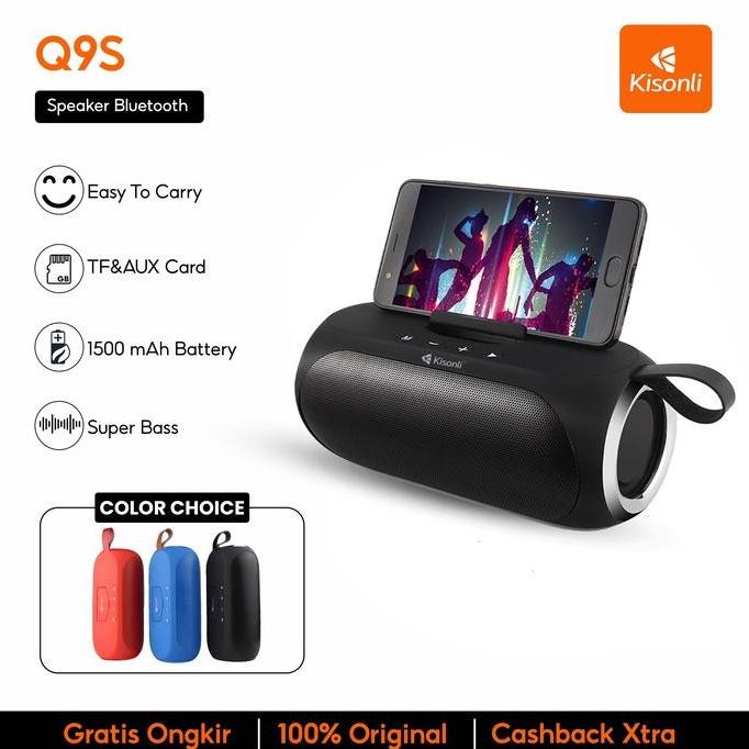 Speaker Bluetooth Kisonli Q9S Hifi Super Bass 1500Mah Wireless