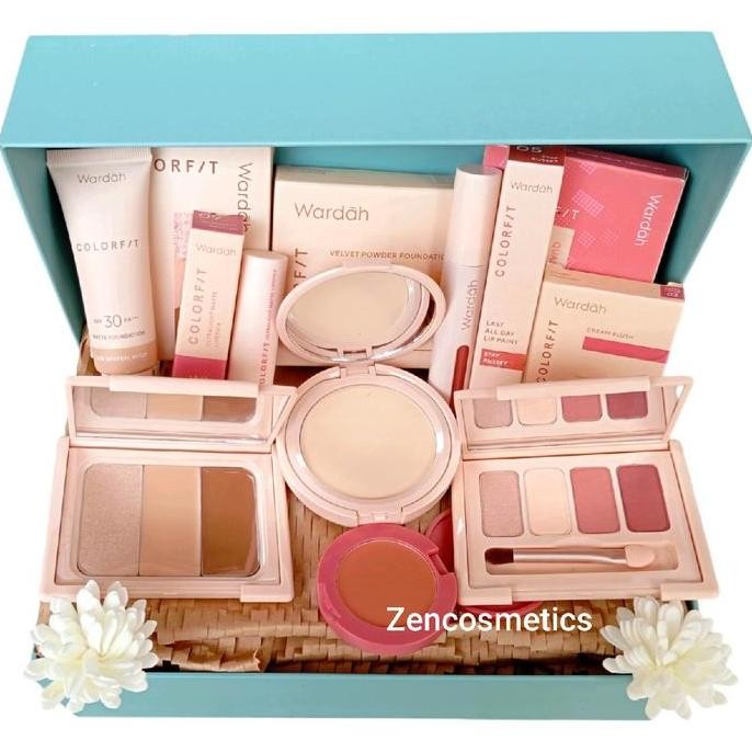 Wardah Colorfit/ Seserahan Wardah/ Paket Hampers Wardah/ Hampers Kosmetik Eyeshadow Fondation Wajah 