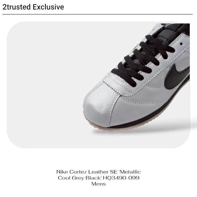 New  Nike Cortez Leather SE 'Metallic Cool Grey Black' HQ3490-099 Unisex Trusted Casual