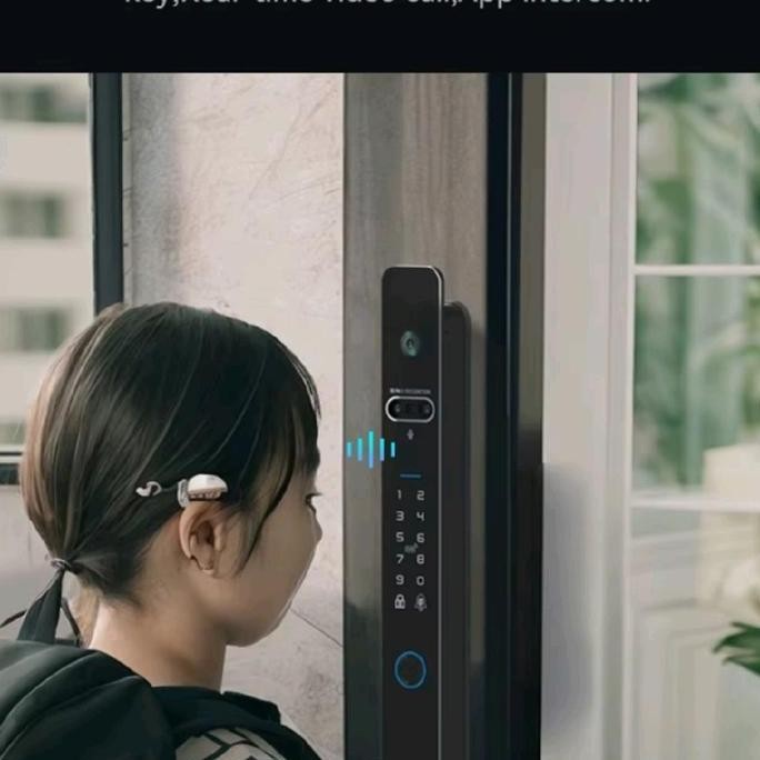 Ready  Smart Door Lock Slim 3D Face Recognition Fingerprint Card / Smartlock Sliding Door Almunium L