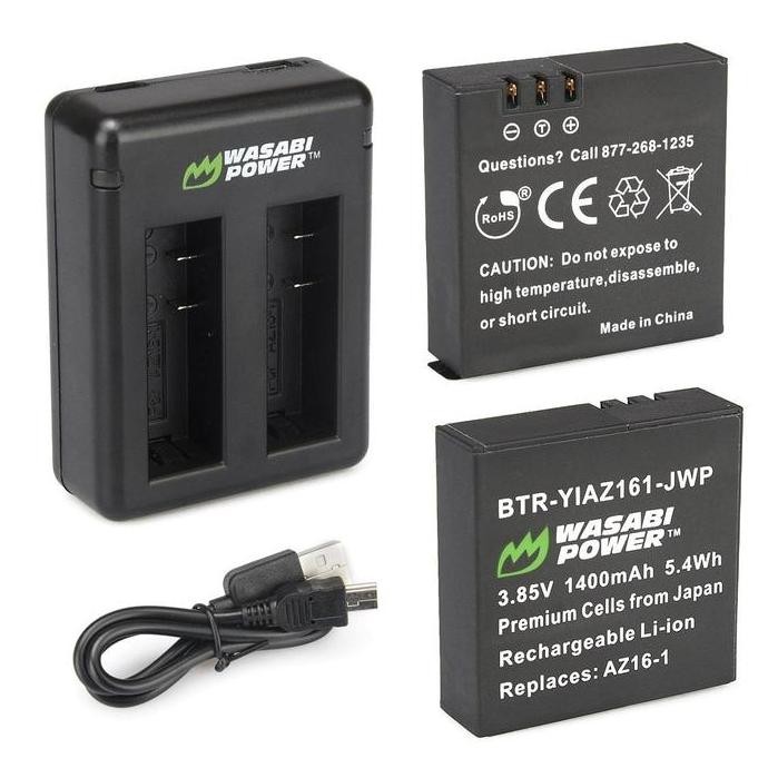 Wasabi Power Battery Kit For Xiaomi Yi 2 4K 4K+ Lite Yi4K Yi4K+ Yi2