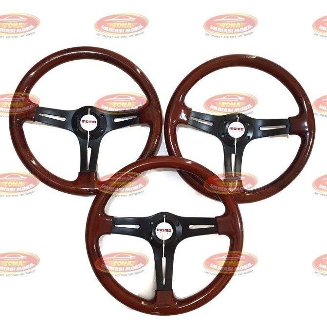 Stir Steer Setir Racing Mobil Universal Kayu Jati Asli Klasik 14 inch