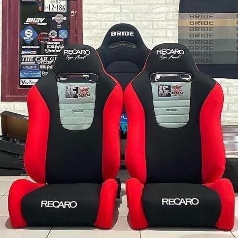 Jok mobil racing recaro topfuel merah hitam/jok mobil universal