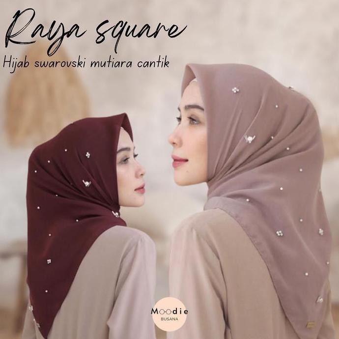 (Good) HIJAB BELLA SQUARE SEGI EMPAT PREMIUM MUTIARA SWAROVSKI DIAMOND MOTE