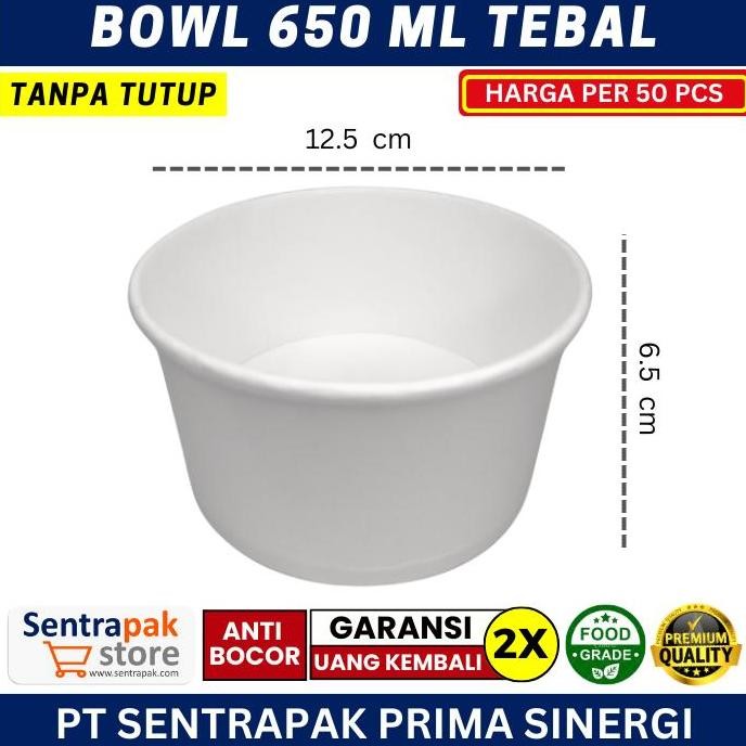 Paper Bowl 650Ml Tebal - Mangkok Kertas 650 Ml Rice Bowl
