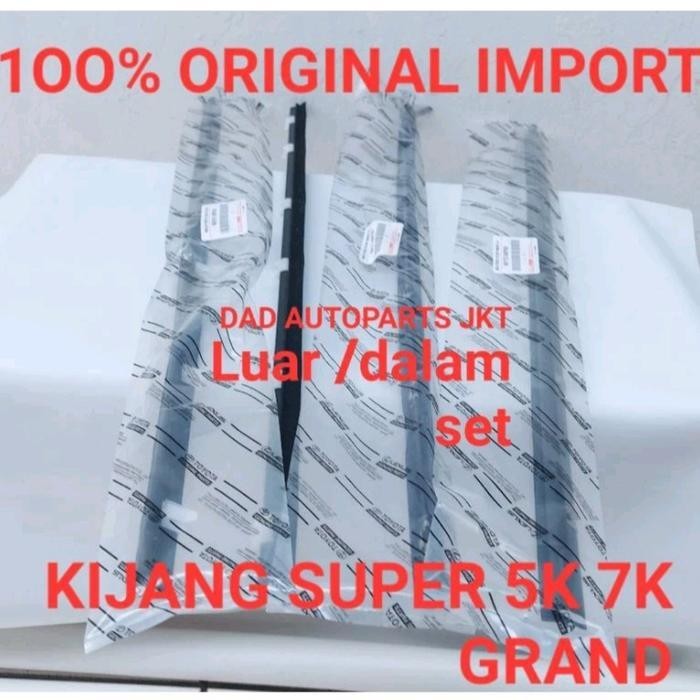 karet pelipit kaca/weather strip luar dalam kijang super 7k grand asli