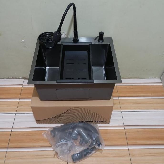 Bak Cuci Piring Hitam 52X43/Komplit Kitchen Sink Hitam 52X43/Wastafel Hitam 52X43