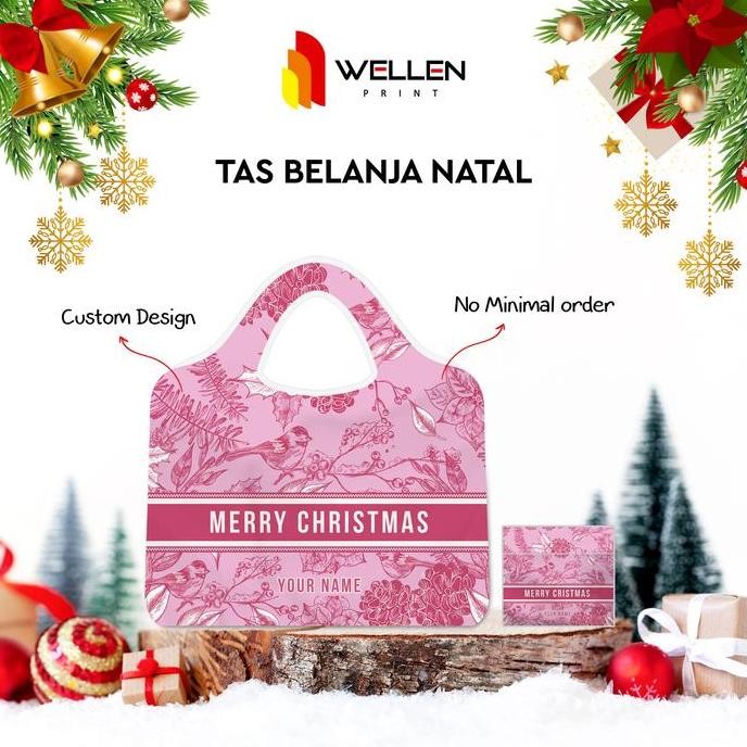 TERBARU - WELLEN PRINT - Tas Belanja Lipat Besar Kantong Belanja Jumbo Lipat 2 Custom Full Color