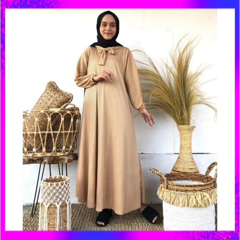 Terbaik Gamis Plisket Maxy Jumbo /Gamis Plisket JUMBO//PAULINA PLISKET MAXI GAMIS PITA LEHER - Termu