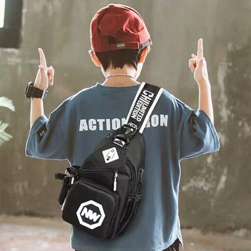 Tas Selempang Anak Laki-laki Keren Trendy Tas Dada Santai Ransel Anak Laki-laki Tas Bahu Kecil