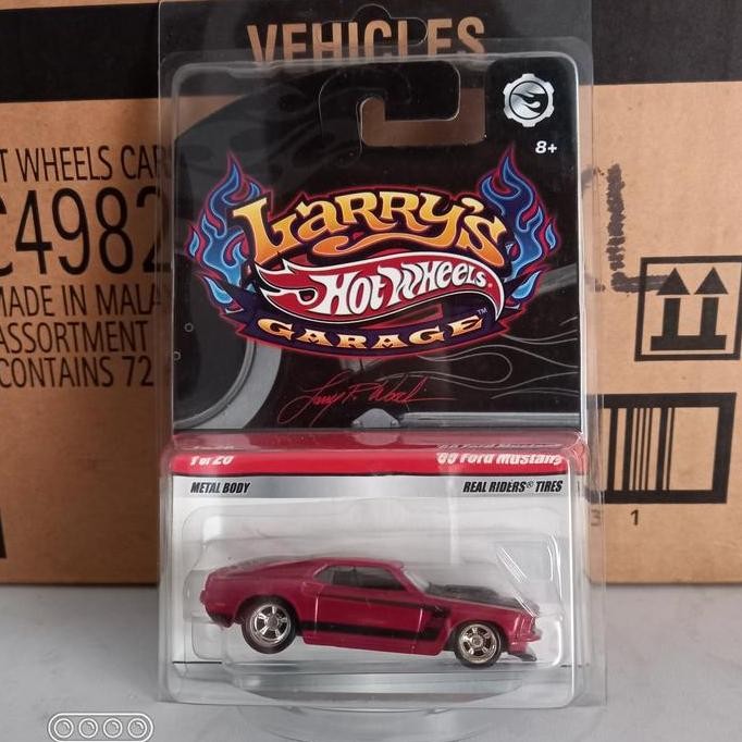 Hotwheels 69 Ford Mustang Merah Larry's Garage Ban Karet