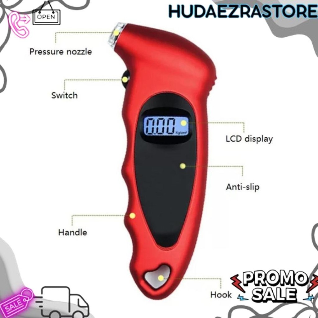 Original Alat Ukur Tekanan Angin Ban Mobil Motor Digital Tire Pressure