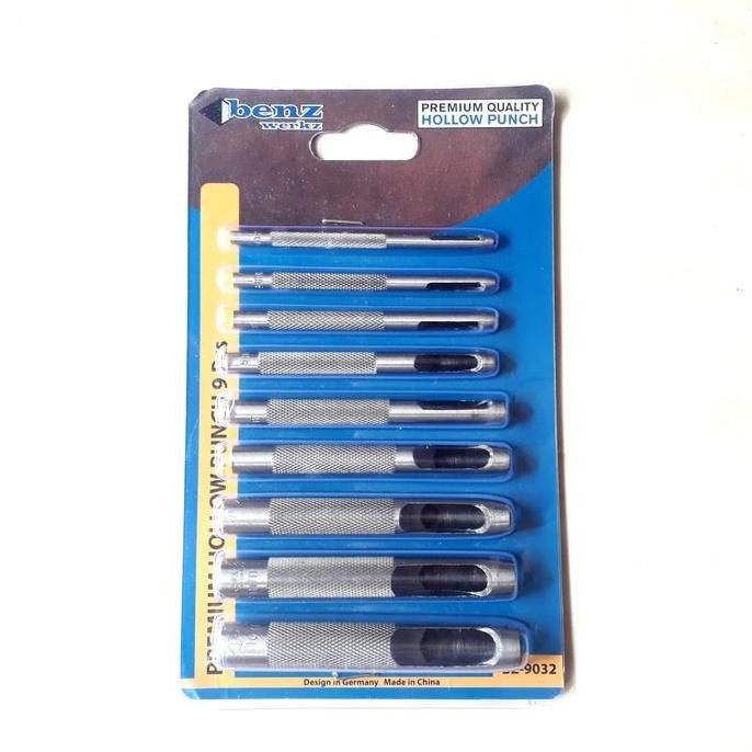 favorit] 9Pcs set Leather Hole Punch Plong Pembolong Kulit Strap