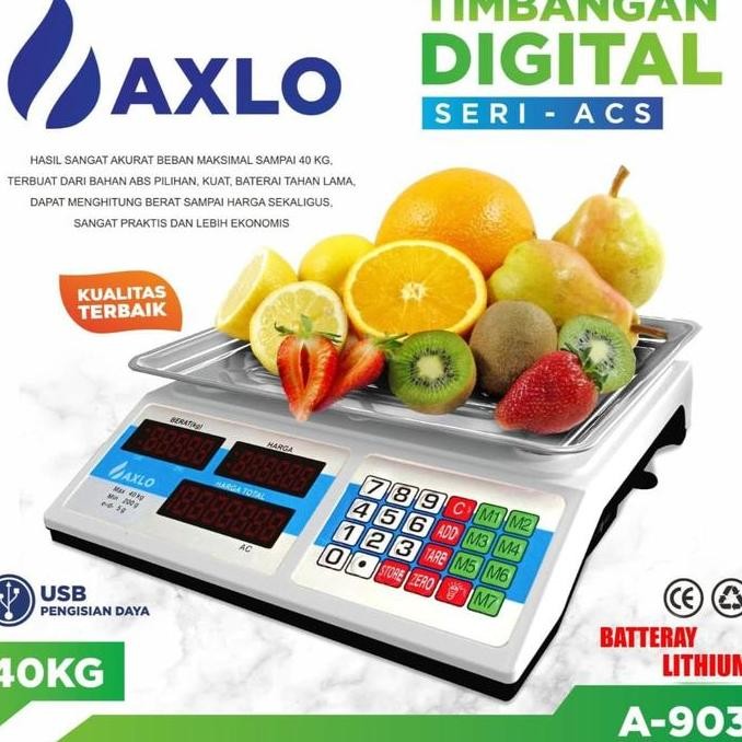 Terbaik Timbangan Buah Daging Laundry Sayur Digital Serbaguna 40 Kg Axlo A 903 100% Ori