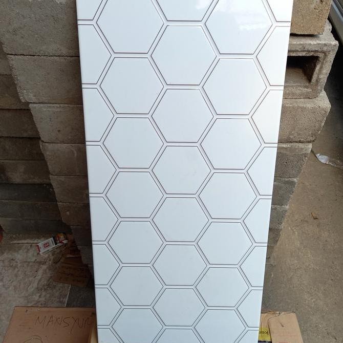 Terbaik Keramik Dinding 30X60 Hexagon White / Putih Hexagon 100% Ori