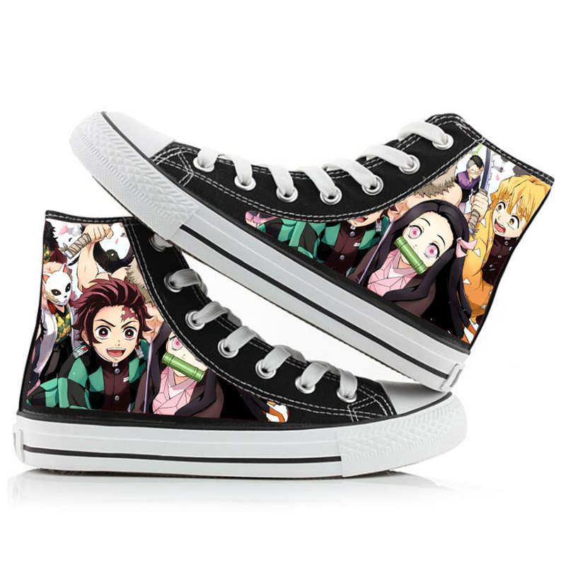 New Demon Slayer Anime Merchandise Tanjiro High-Top Canvas Shoes for Students Men and Women Couples 