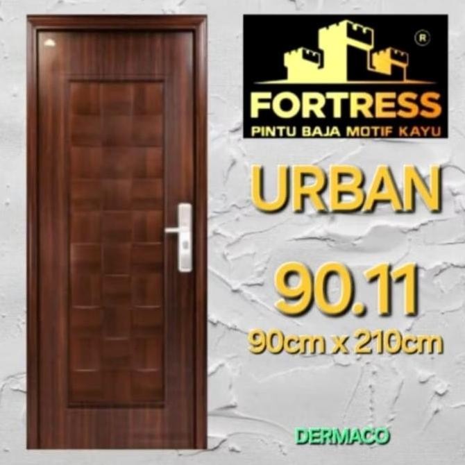 Terbaik Fortress Urban 90.011 Motif Kayu (Coklat) / Pintu Baja Fortress / Pintu Kamar 100% Ori